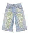 Acne Studios Floral-patchwork Distressed Shorts In Blue