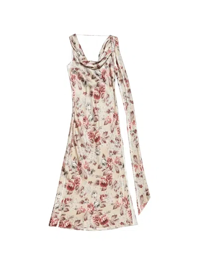 Acne Studios Floral-print Cowl-neck Dress In Multi