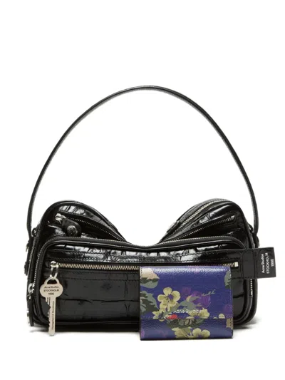 Acne Studios Floral-print Wallet In Purple