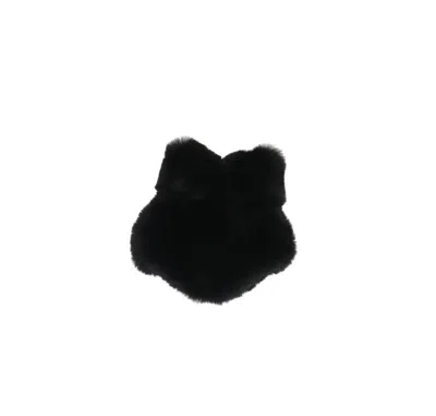 Acne Studios Black Fluffy Bow Faux-fur Hat