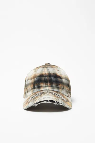 Acne Studios Logo Embroidered Checked Cap In Multi