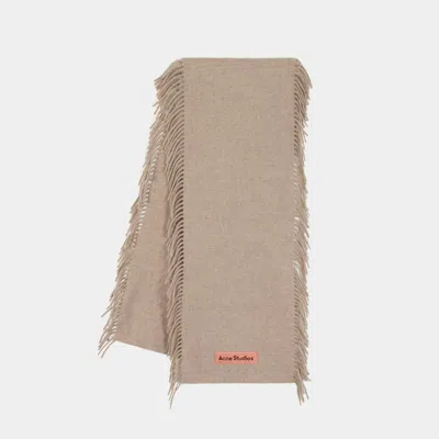 Acne Studios Canada Cancan Fringed Wool Scarf In Beige