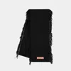 Acne Studios Black Fringe Wool Scarf In Black