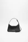 Acne Studios Mini Platt Crackled Leather Shoulder Bag In 900 Black
