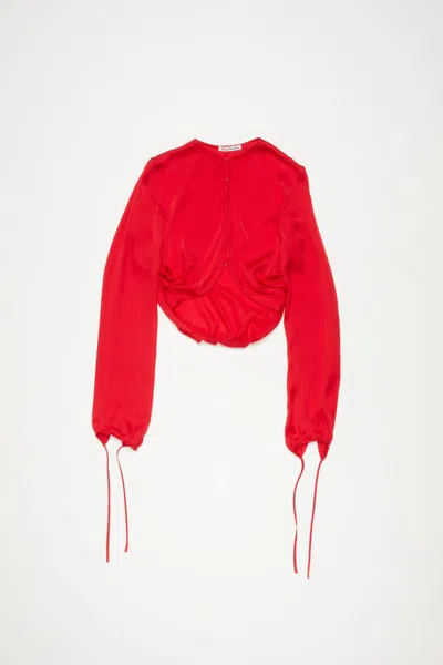 Acne Studios Fluid Silk Blouse In Bright Red