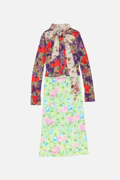 Acne Studios Scarf-detailed Floral-print Crepe Midi Dress In Multi