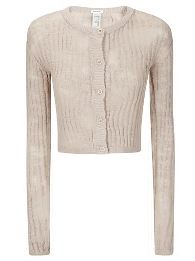 Acne Studios Ribbed Semi-sheer Cardigan In Pink