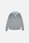 Acne Studios Layered Silk-blend Polo Sweater In Gray