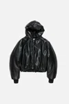 Acne Studios Hooded Faux Leather Jacket A90654le R In Black