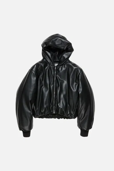 Acne Studios Hooded Faux Leather Jacket In Black