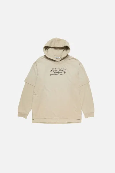 Acne Studios Oversized Layered Printed Organic Cotton-jersey Hoodie In Neutral