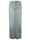 Acne Studios Blue Paint Splatter Denim Maxi Skirt In Light Blue