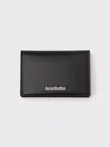 Acne Studios Navy Folded Leather Card Holder In Black