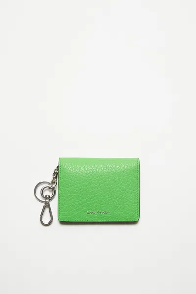 Acne Studios Folded Leather Wallet In Green
