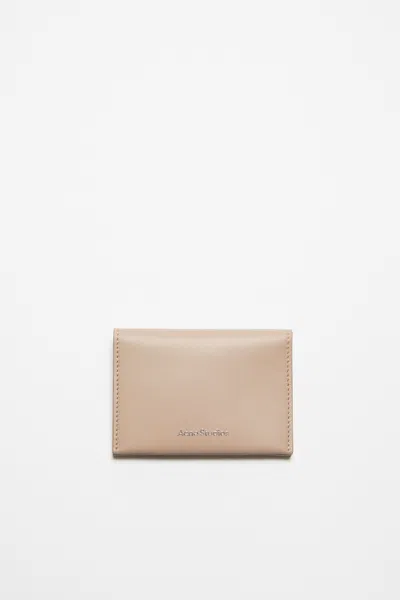 Acne Studios Folded Leather Wallet In Taupe Beige
