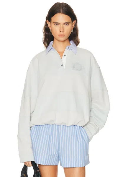 Acne Studios Folio Polo Sweatshirt In Light Blue & Grey