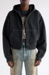 Acne Studios Foscar U Autograph Logo Embroidered Zip Hoodie In Black