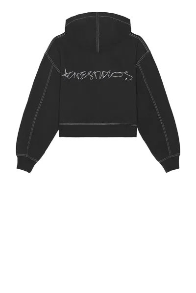 Acne Studios Foscar Zip Autograph Logo Hoodie In Black