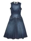 Acne Studios Layered Denim Midi Dress In Blue