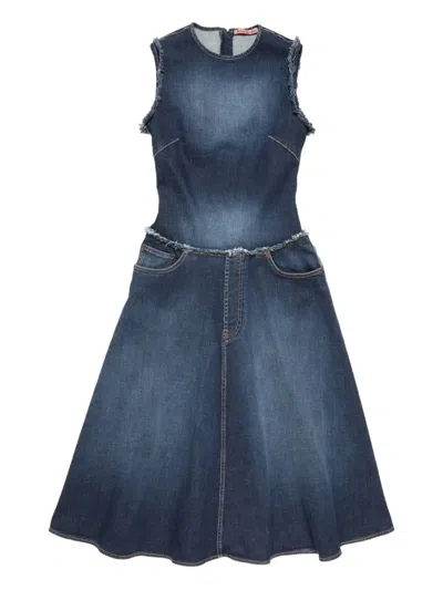 Acne Studios Frayed Denim Dress In Blue
