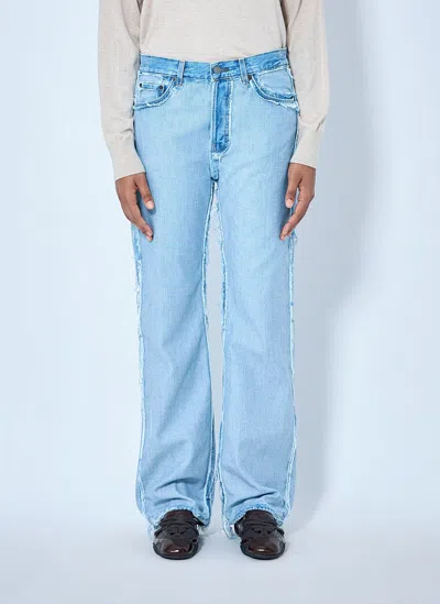 Acne Studios Frayed Denim Jeans In Light Blue