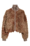 Acne Studios Freya Faux Shearling Knit Jacket In Mud Brown