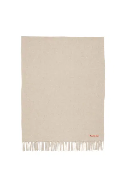 Pre-owned Acne Studios Fringe Oversized Wool Scarf In Oatmeal Melange