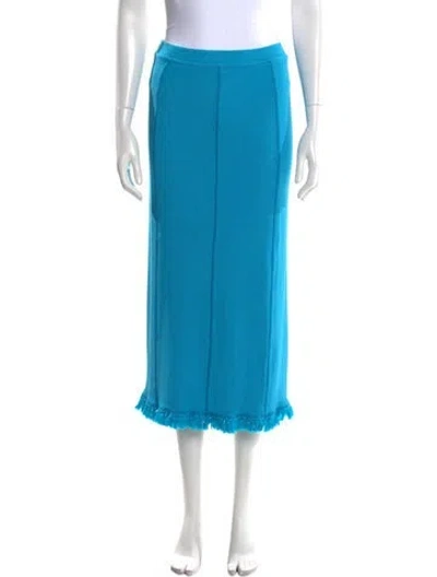 Pre-owned Acne Studios Fringe Trim Accent Midi Length Skirt In Blue