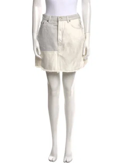 Pre-owned Acne Studios Fringe Trim Accent Mini Skirt In White