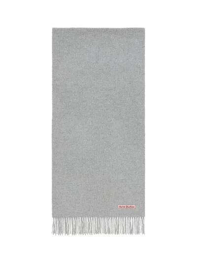 Acne Studios Fringe Wool Narrow Scarf Grey