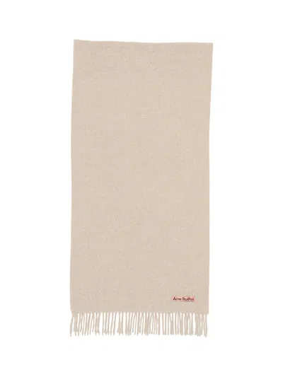 Acne Studios Fringe Wool Narrow Scarf Oatmeal