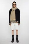 Acne Studios Fringe Wool Scarf - Narrow In Khaki Green