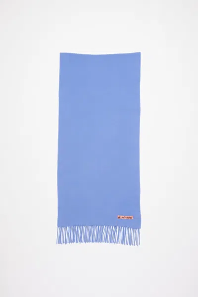 Acne Studios Fringe Wool Scarf - Narrow In Sweet Blue