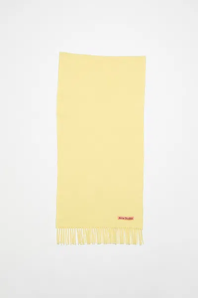 Acne Studios Fringe Wool Scarf - Narrow In Vanilla Yellow