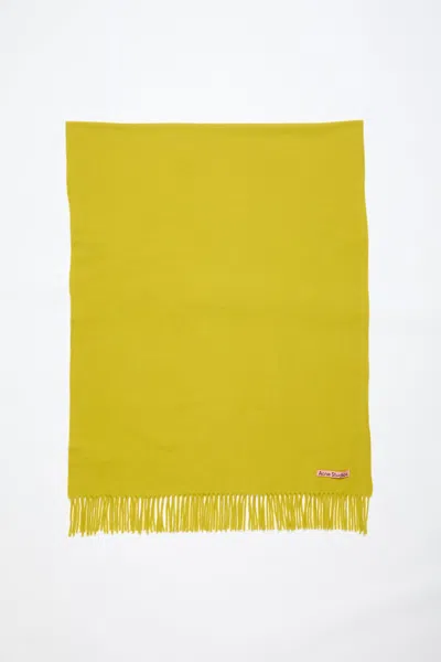 Acne Studios Fringe Wool Scarf - Oversized In Acid Yellow
