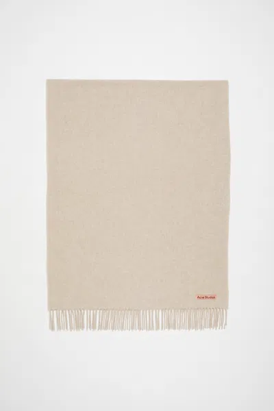 Acne Studios Fringe Wool Scarf - Oversized In Oatmeal Melange