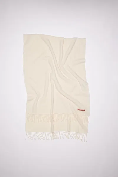 Acne Studios Fringe Wool Scarf - Oversized In Warm White