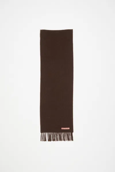Acne Studios Fringe Wool Scarf - Skinny In Brown Melange