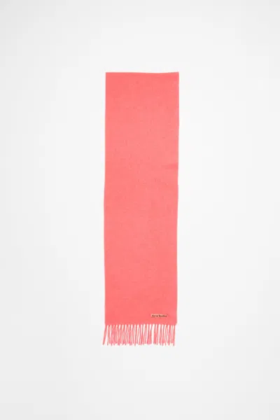 Acne Studios Logo-tag Wool Scarf In Fluo Pink Mélange