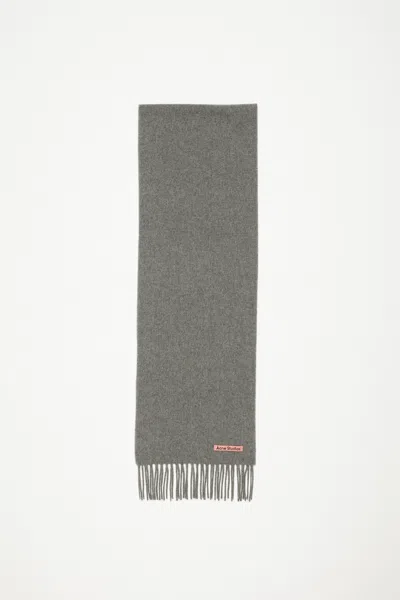 Acne Studios Fringe Wool Scarf - Skinny In Grey Melange