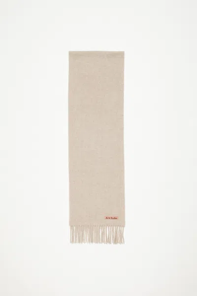 Acne Studios Fringe Wool Scarf - Skinny In Oatmeal Melange