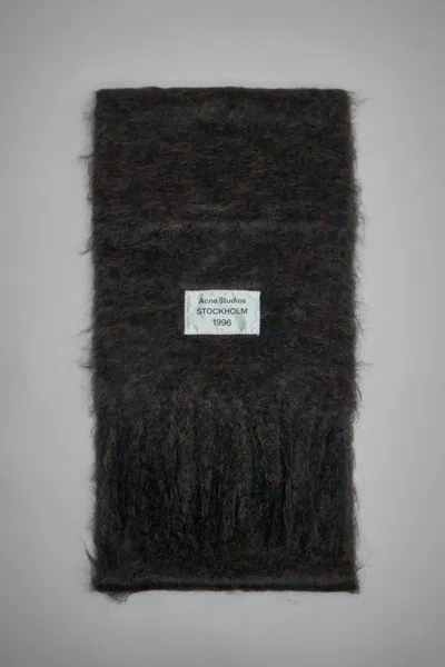 Acne Studios Fringe Wool Scarf In Black