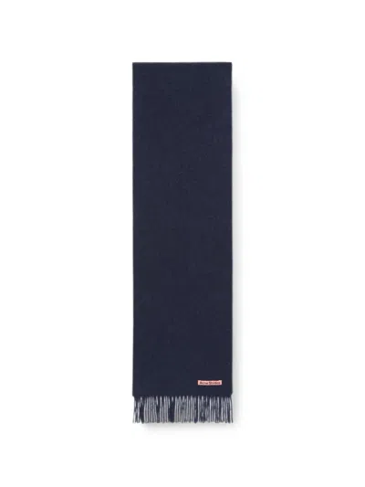 Acne Studios Fringe Wool Scarf In Blue