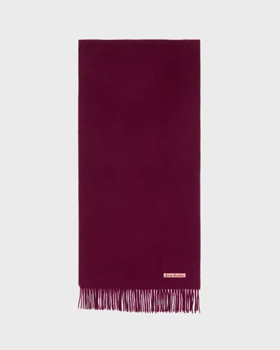 Acne Studios Fringe Wool Scarf In Burgundy