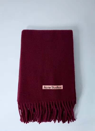 Acne Studios Fringe Wool Scarf In Burgundy