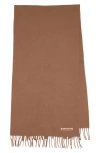 Acne Studios Fringe Wool Scarf In Caramel Brown