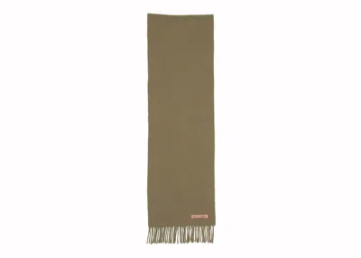 Pre-owned Acne Studios Fringe Wool Scarf In Khaki Green
