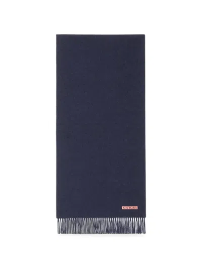 Acne Studios Fringe Wool Scarf – Narrow In Blue