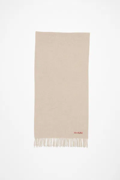 Acne Studios Fringe Wool Scarf – Narrow In Oatmeal Melange