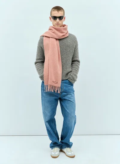 Acne Studios Fringe Wool Scarf In Pink